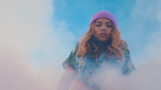 Woman pink hat smoke eyes free wallpaper for desktop - medium preview image