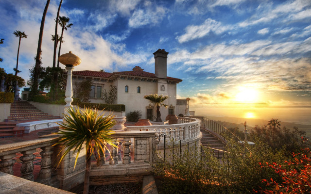 House balcony ocean view sunset #2 free wallpaper for desktop - medium preview image