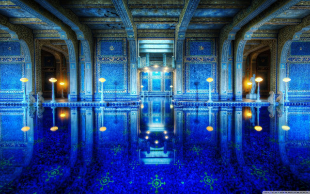 Large pool blue tiled wall free wallpaper for desktop - medium preview image