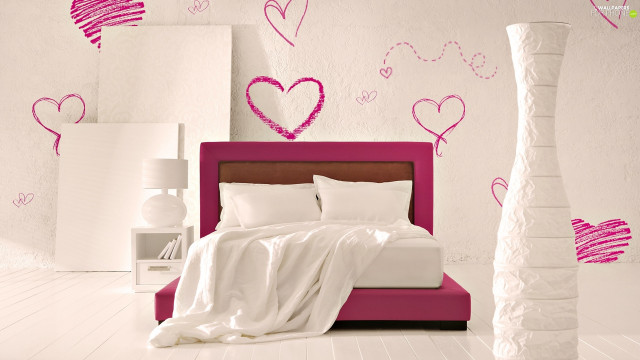 Pink headboard white blanket pink free wallpaper for desktop - medium preview image