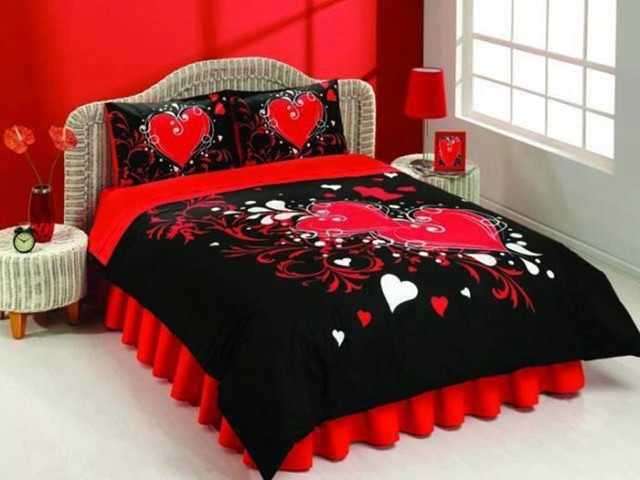 Bed red black comforter red free wallpaper for desktop - medium preview image
