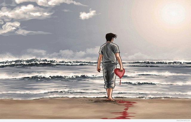 Man beach ocean heart shaped free wallpaper for desktop - medium preview image