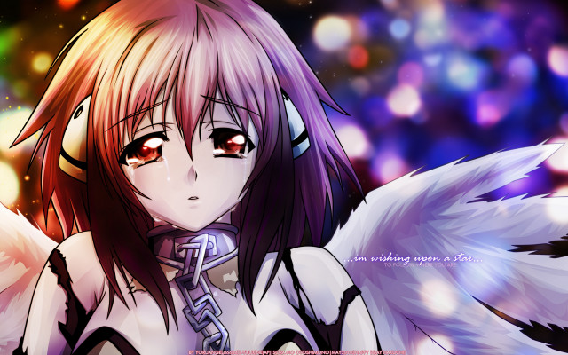 Anime girl angel wings purple free wallpaper for desktop - medium preview image