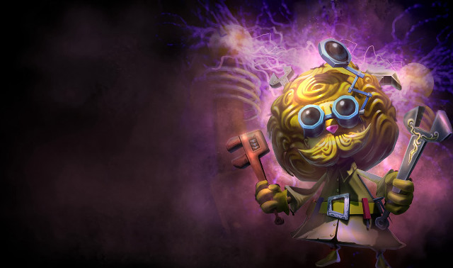 Cartoon character holding hammer purple free wallpaper for desktop - medium preview image