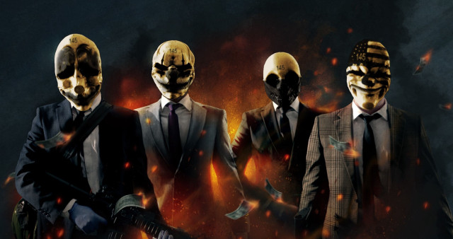 Three men suits masks guns free wallpaper for desktop - medium preview image
