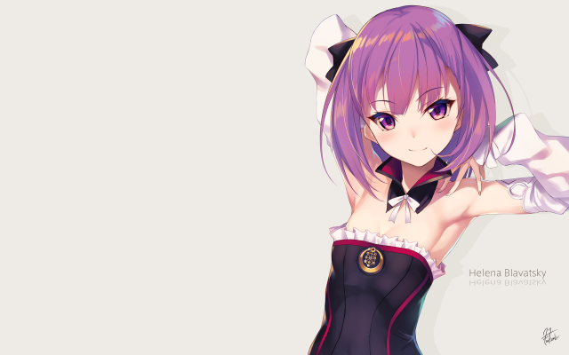 Anime girl purple hair black free wallpaper for desktop - medium preview image