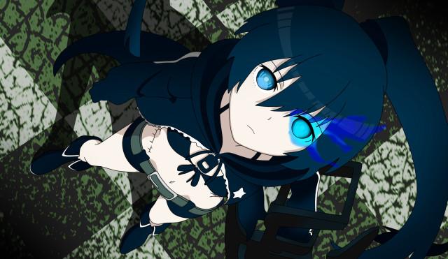 Anime girl blue eyes black free wallpaper for desktop - medium preview image