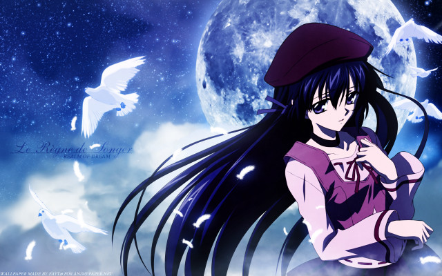 Girl hat night sky moon free wallpaper for desktop - medium preview image