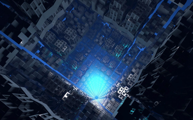Blue black abstract city night free wallpaper for desktop - medium preview image