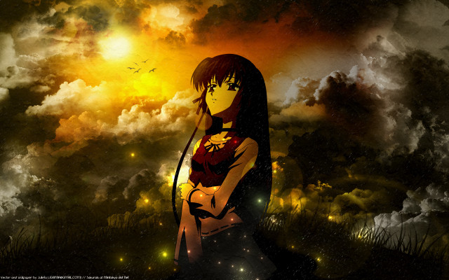 Woman field sword sky clouds free wallpaper for desktop - medium preview image