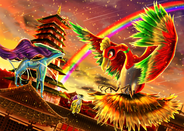 Bird painting rainbow background building free wallpaper for desktop - medium preview image