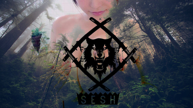 Woman wolf head crossed swords free wallpaper for desktop - medium preview image