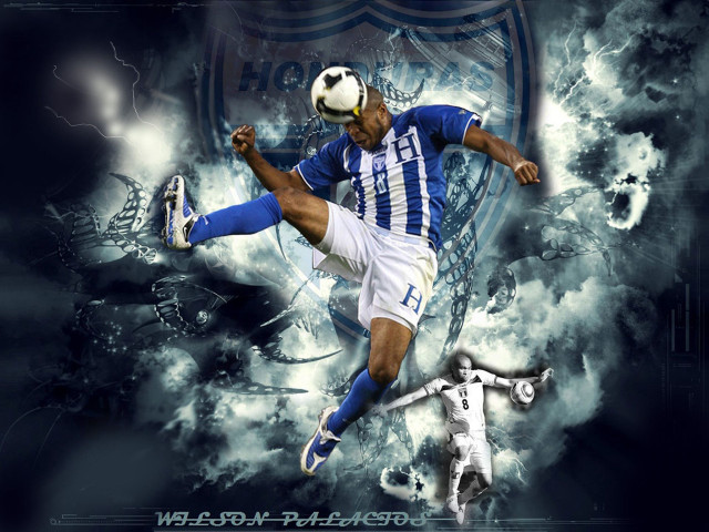 Soccer player kicking ball cloudy free wallpaper for desktop - medium preview image