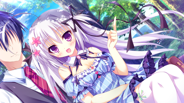 Anime characters forest trees flowers free wallpaper for desktop - medium preview image