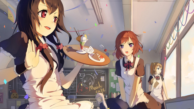 Women celebration cake confetti gathering free wallpaper for desktop - medium preview image