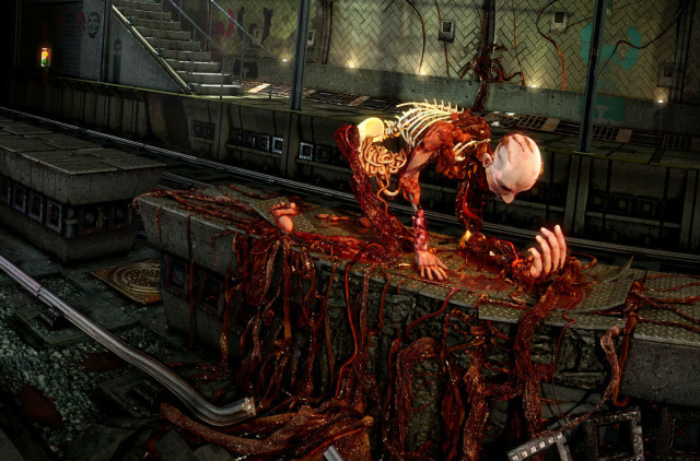 Creepy table skeleton room stairs free wallpaper for desktop - medium preview image