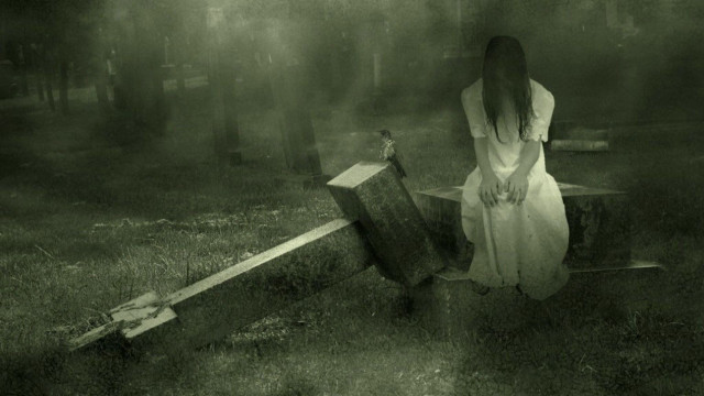 Woman white dress walking grave free wallpaper for desktop - medium preview image