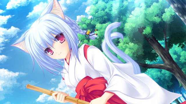 Anime character stick tree clouds free wallpaper for desktop - medium preview image