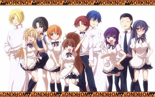 Anime group pose workin workingin free wallpaper for desktop - medium preview image