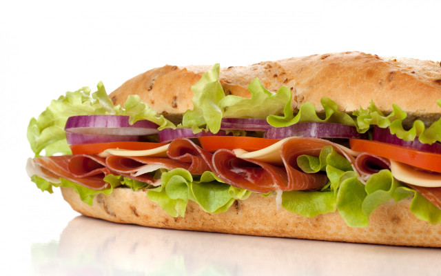 Sub sandwich lettuce tomato meat free wallpaper for desktop - medium preview image