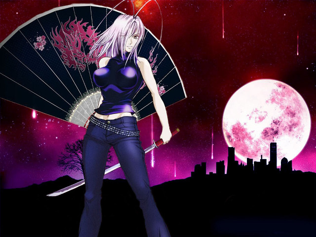 Fullmoon cityskylines stars pinksky fantasy free wallpaper for desktop - medium preview image