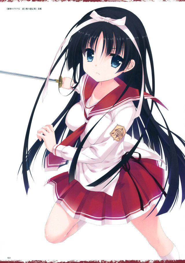 Girl red white dress sword free wallpaper for mobile - medium preview image