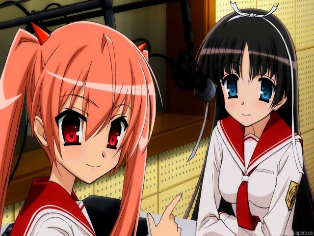 Anime girls red eyes long free wallpaper for desktop - medium preview image