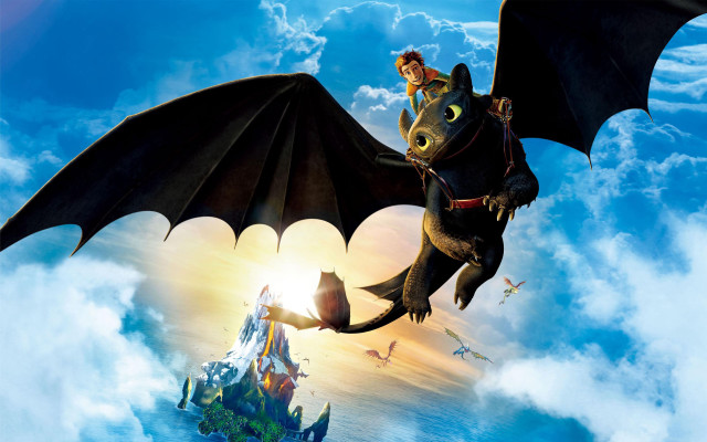 Cartoon man dragon castle sky free wallpaper for desktop - medium preview image