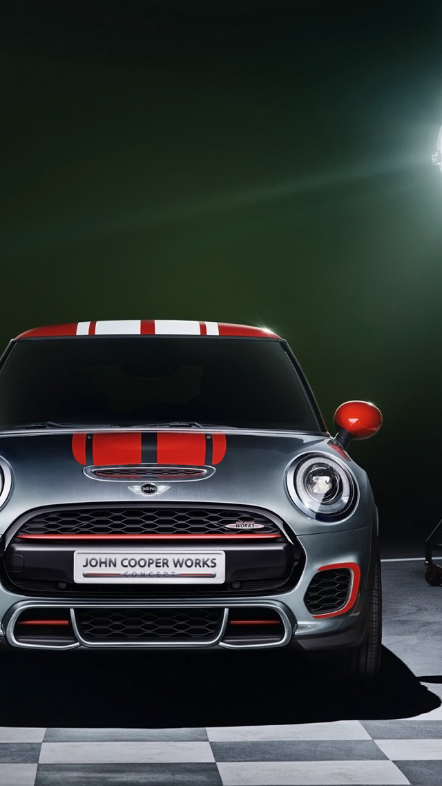 Mini cooper works spotlight checkered free wallpaper for mobile - medium preview image