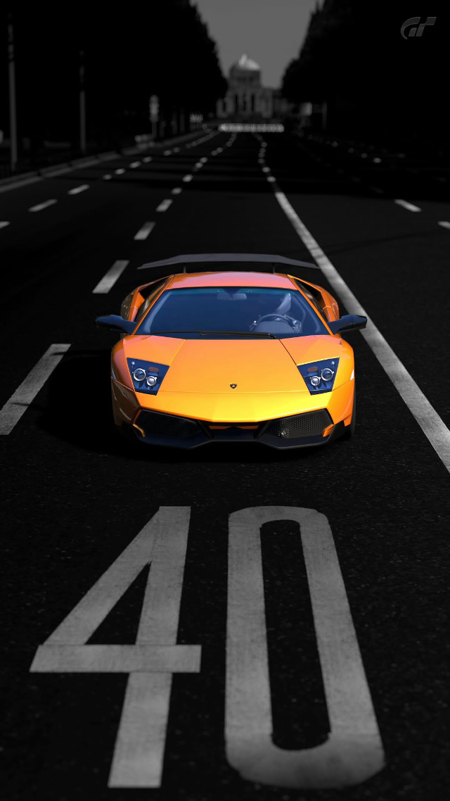 Yellow sports car night street #2 free wallpaper for mobile - medium preview image