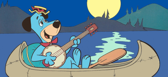 Cartoon dog playing guitar canoe free wallpaper for desktop - medium preview image