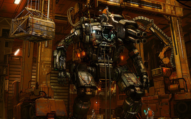 Giant robot room boxes clock free wallpaper for desktop - medium preview image