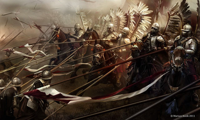Men armor horses spears painting free wallpaper for desktop - medium preview image