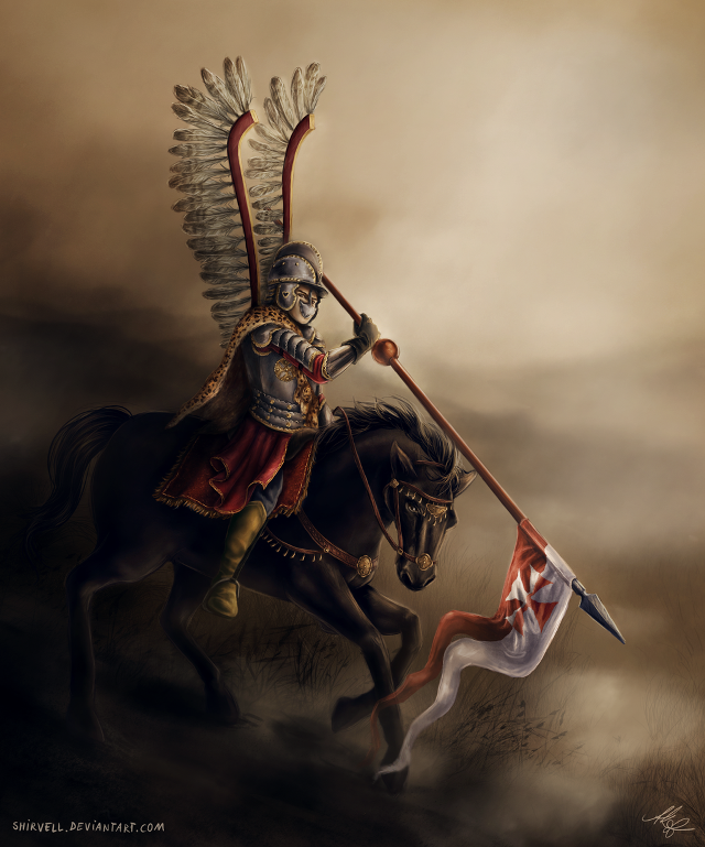 Man horse sword flag painting free wallpaper for mobile - medium preview image
