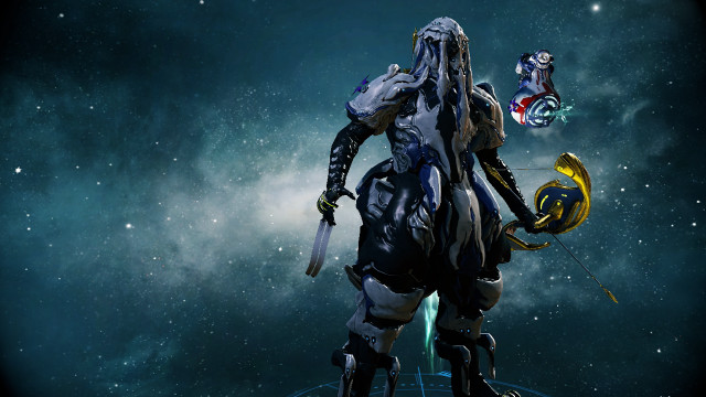 Futuristic man space sword shield free wallpaper for desktop - medium preview image