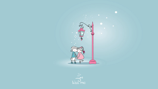 Couple kissing snowy day pink free wallpaper for desktop - medium preview image