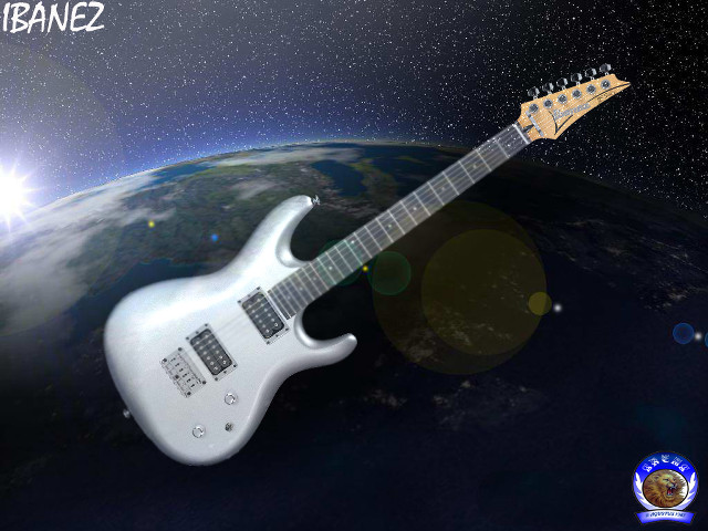 Space guitar earth star planet free wallpaper for desktop - medium preview image