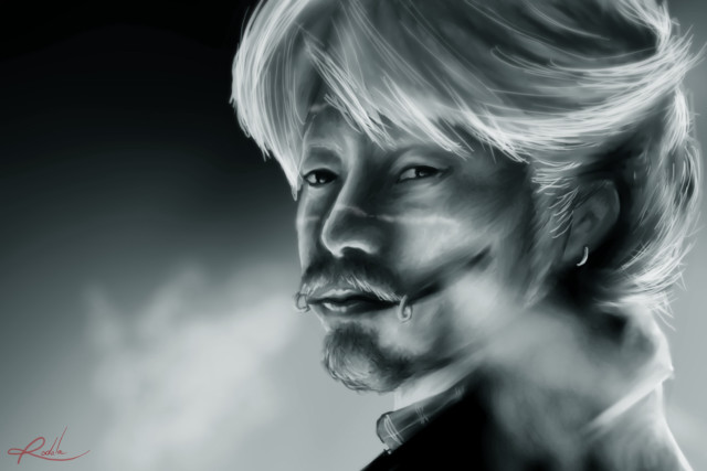 Blonde man beard mustache drawing free wallpaper for desktop - medium preview image