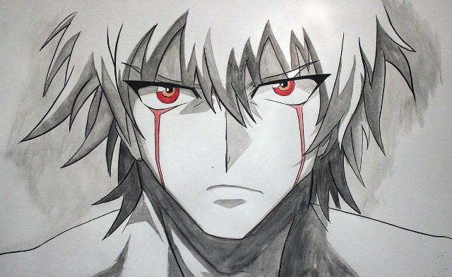 Man red eyes black scarf free wallpaper for desktop - medium preview image