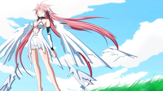Girl pink hair white wings free wallpaper for desktop - medium preview image