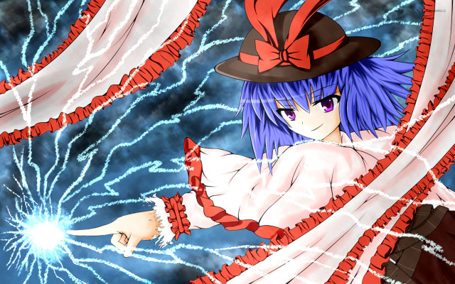 Ayako bluehair hat redribbon electricity free wallpaper for desktop - medium preview image