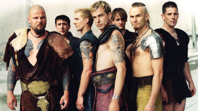 Men armor tattoos group standing free wallpaper for desktop - medium preview image