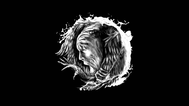 Lion black white mouth open #2 free wallpaper for desktop - medium preview image