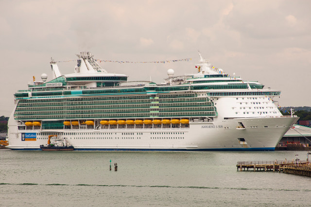 Cruise ship docked pier man free wallpaper for desktop - medium preview image
