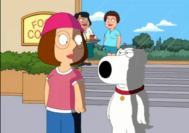 Cartoon woman dog talking building free wallpaper for desktop - medium preview image