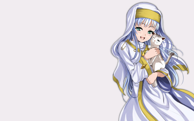 White dress woman cat blue free wallpaper for desktop - medium preview image