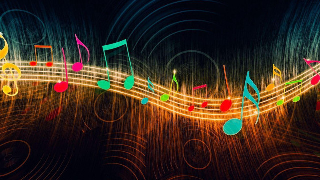 Colorful musical note black background free wallpaper for desktop - medium preview image
