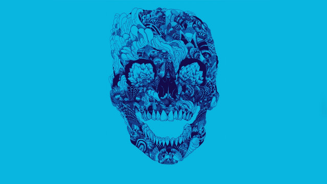 Blue skull floral design face free wallpaper for desktop - medium preview image