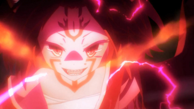 Red hair demon face anime free wallpaper for desktop - medium preview image