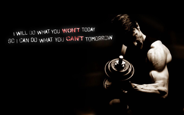 Man holding dumbbell quote on free wallpaper for desktop - medium preview image